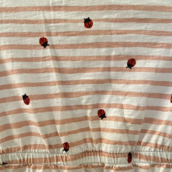Old Navy Pink Striped Ladybug Dress Cotton Girls Size 5T - Picture 4 of 9